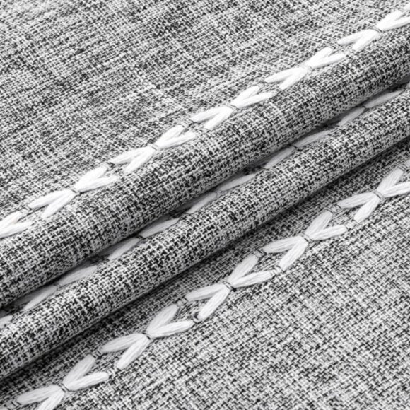 Dark Gray Linen Boho Shower Curtain with White Tassels Embroidered 72.5 x 73 NEW - Picture 2 of 15